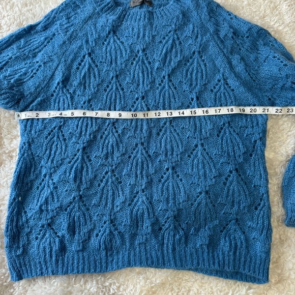 Elsamanda Crewneck Blue Mohair Wool Blend Knit Sweater Made in Italy Size Large - Picture 4 of 9